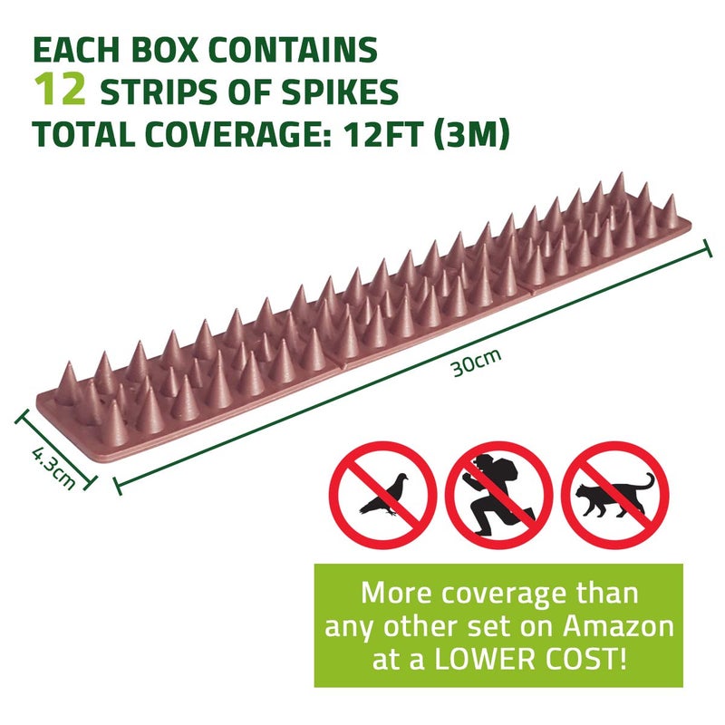 De-Bird Bird Spikes - 12-Piece, 12 Ft Total, Woodpecker - Animal Deterrent & Plastic Spike Strips for Outdoor Fence - Anti-Climb Flexible Strips for Cats, Squirrels & Raccoons - Image 2